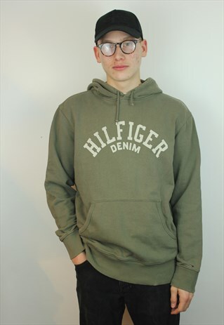 HILFIGER DENIM GREEN HOODIE, EXTRA LARGE
