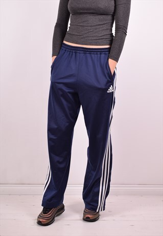 ADIDAS WOMENS VINTAGE TRACKSUIT TROUSERS W32 L30 BLUE 90S