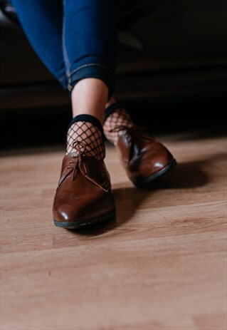 VINTAGE 70S BROWN LEATHER LACE UPS