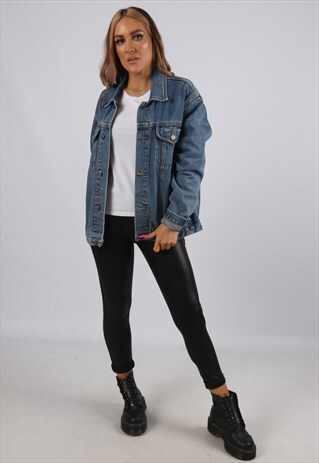 VINTAGE DENIM JACKET OVERSIZED FITTED UK 16 XL (B3G)