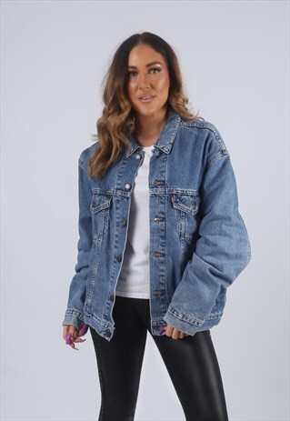 VINTAGE LEVIS DENIM JACKET OVERSIZED FITTED UK 16 XL (K2B)