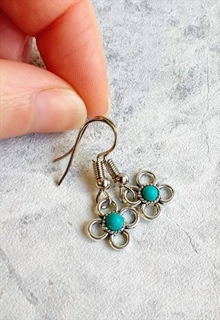 MINI TURQUOISE FLOWER EARRINGS