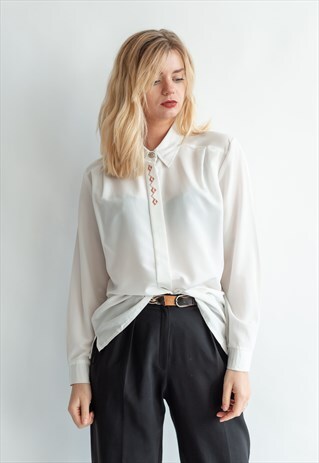 VINTAGE 70S BOHO SHIRT WITH MINIMAL EMBROIDERY