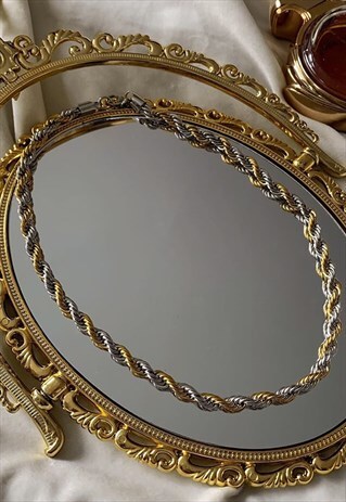MONARCH. OMBRE DUAL TONE CHAIN GOLD SILVER ROPE NECKLACE