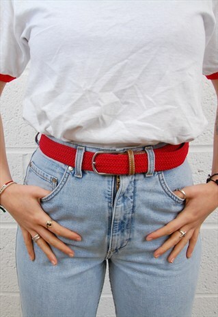 G&G RED BRAIDED STRETCH BELT