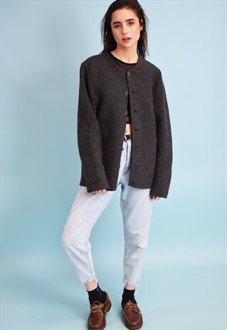 80'S RETRO CHUNK KNIT MOMS CARDIGAN TOP