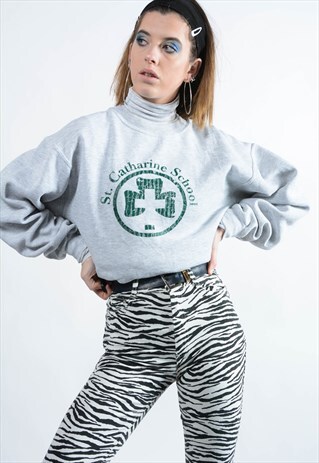 VINTAGE SWEATSHIRT IN GREY WITH GRAPHIC PRINT