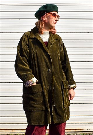 VINTAGE 90S GREEN CORDUROY COAT