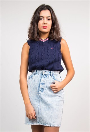 VINTAGE 90'S BLUE TOMMY HILFIGER KNIT VEST TOP