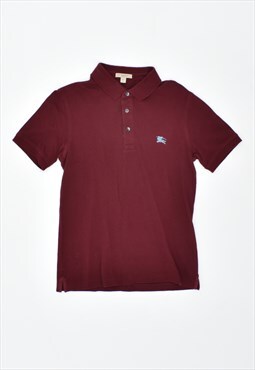 90's Burberry Polo Shirt Loose Fit Maroon