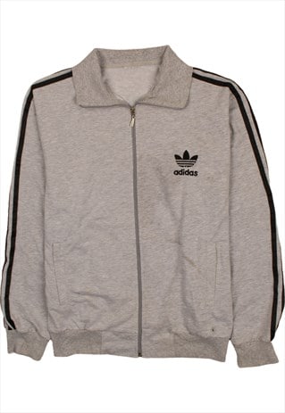 VINTAGE 90'S ADIDAS SWEATSHIRT FULL ZIP UP GREY MEDIUM