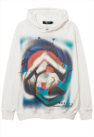 NECKLACE DECORATION ABSTRACT PRINT HOODIE