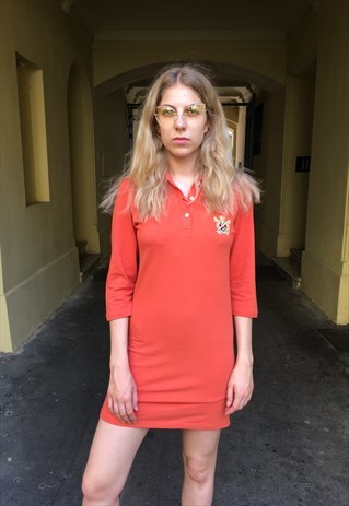 VINTAGE 90' BEAUTIFUL ORANGE TIGHT POLO DRESS