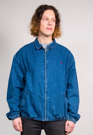 90'S VINTAGE BLUE DENIM RALPH LAUREN BOMBER JACKET