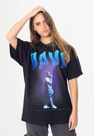 DAVE UNISEX TEE PRINTED T-SHIRT IN BLACK