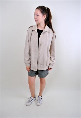 90S BEIGE MINIMALIST BUTTONS JACKET, SIZE M