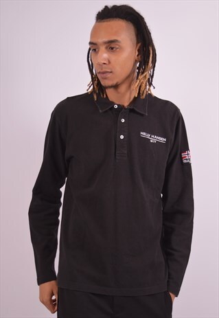 VINTAGE HELLY HANSEN POLO SHIRT LONG SLEEVE BLACK