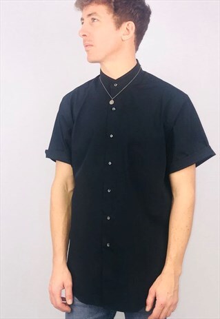 VINTAGE OVERSIZED GRANDAD COLLAR SHIRT
