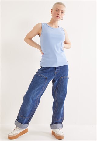 VINTAGE CHAMPION PLAIN VEST BLUE