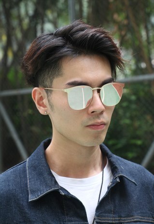 SHALEX MIRRORED SUNGLASSES - GOLD