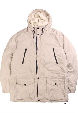 Vintage  Nautica Puffer Jacket Full Zip Up Beige Cream