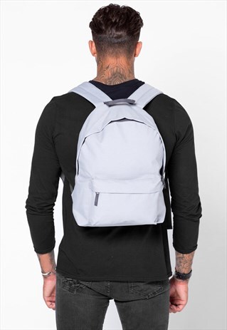 ESSENTIAL BLANK RUCKSACK BACKPACK BAG - SILVER GREY