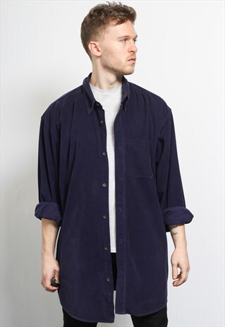 VINTAGE CORDUROY CORD SHIRT BLUE