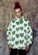 HEART FLEECE HOODED JACKET HANDMADE FLUFFY LOVE EMOJI COAT 