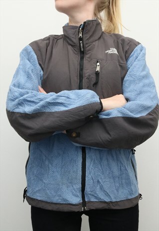 THE NORTH FACE - BLUE DENALI EMBROIDERED FLEECE JACKET - MED