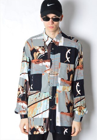 VINTAGE 80S ABSTRACT LONG SLEEVE SHIRT