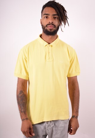FILA MENS VINTAGE POLO SHIRT MEDIUM YELLOW 90S