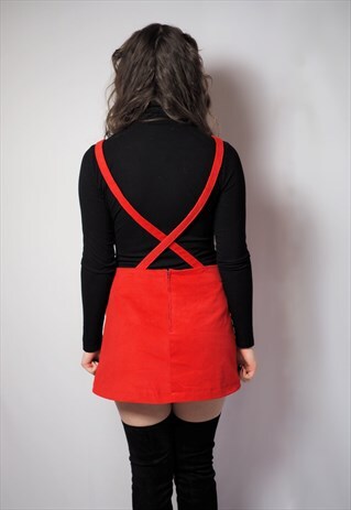 THE BOWIE DRESS, RED CORDUROY PINAFORE