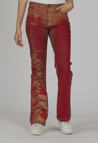 RARE VINTAGE 90'S GOLD OIL SLICK STRAIGHT LEG CAVALLI JEANS