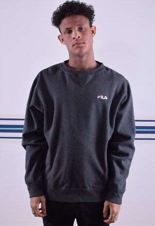 GREY FILA EMBROIDERED SWEATSHIRT