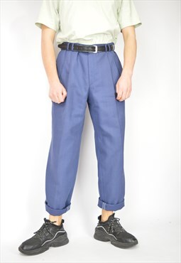 Vintage blue classic straight suit trousers