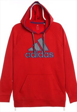 Vintage 90's Adidas Hoodie Embroidered Nylon Sport Red Men's