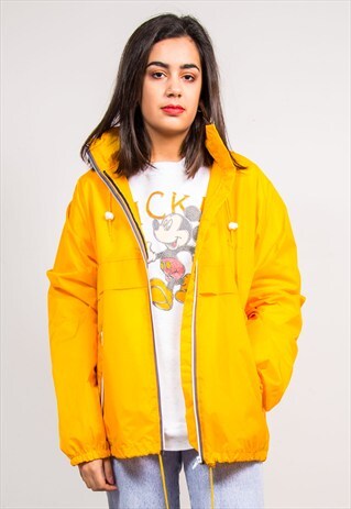 90'S VINTAGE YELLOW HOODED CAGOULE JACKET