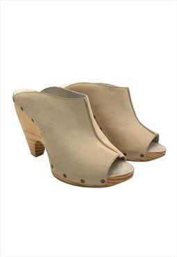 Vintage Y2k J.Shoes Leather Wooden Mules