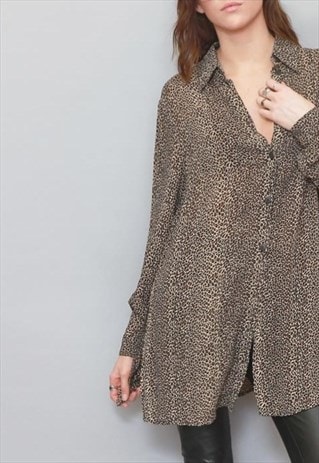 VINTAGE 1990'S LEOPARD PRINT SHEER SHIRT
