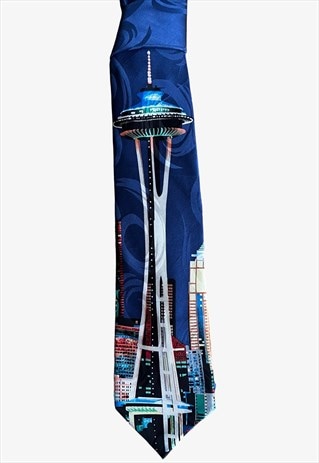 Vintage 90s Ralph Marlin 1999 Seattle Space Needle Tie