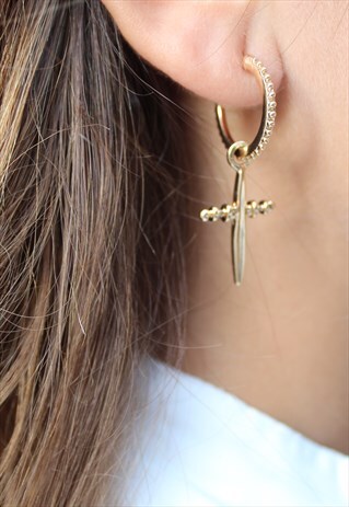 GOLD CROSS EARRINGS