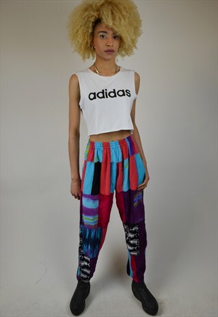 VINTAGE 90'S PATCH WORK PATTERN TROUSERS
