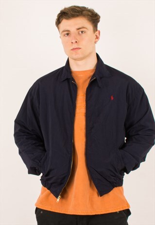 VINTAGE NAVY POLO RALPH LAUREN HARRINGTON JACKET LARGE