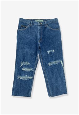 Vintage Lee Distressed 3/4 Jeans Dark Blue W34 L22