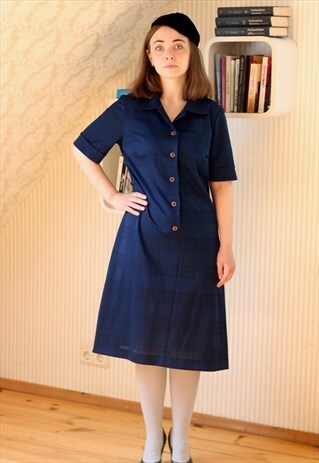 NAVY SHORT SLEEVE SHIRT DRESS