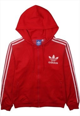 Vintage 90's Adidas Hoodie Striped Sleeves Full Zip Up Red