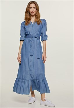 Denim Style dress with Frill 