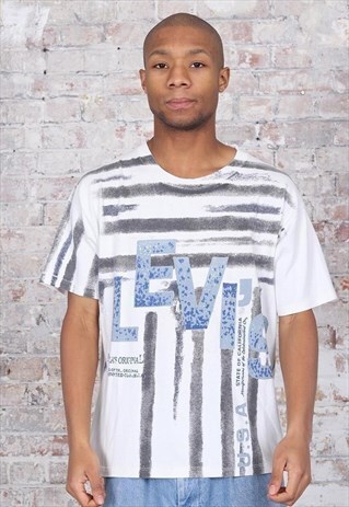 VINTAGE LEVIS PRINT T-SHIRT WHITE BLACK
