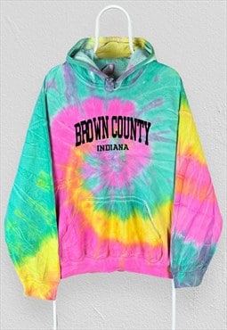 Vintage Tie Dye Hoodie Indiana Made in USA Mens XL