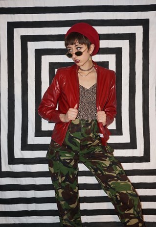 VINTAGE 90'S / Y2K CHERRY RED PVC JACKET